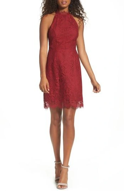 Shop Bb Dakota Cherie Lace Sheath Dress In Pomegranate