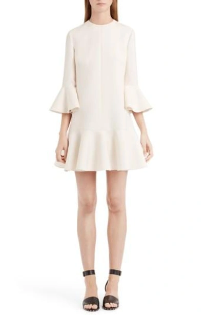 Shop Valentino Bell Sleeve Crepe Couture Dress In Ivory
