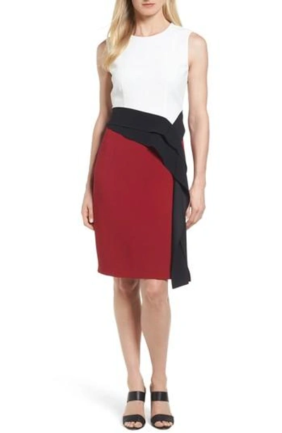 Shop Hugo Boss Disalana Color Block Sheath Dress In Pomegranate