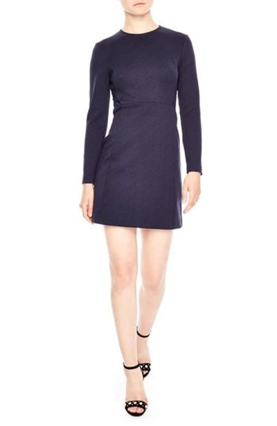 Shop Sandro Lace Inset Dress In Navy