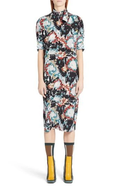 Shop Marni Magma Print Silk Crepe Dress In Mosaic