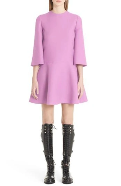 Shop Valentino Wool & Silk Crepe Flare Dress In Cherry Blossom