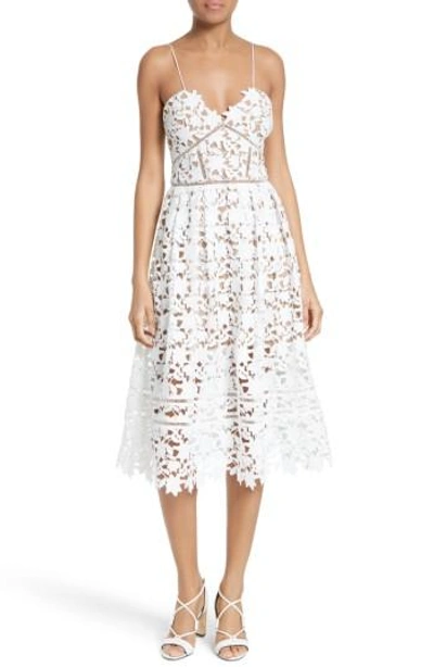 Shop Self-portrait 'azaelea' Lace Fit & Flare Dress In White