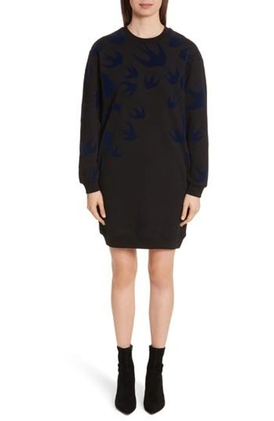 Shop Mcq By Alexander Mcqueen Swallow Classic Sweatshirt Dress In Black Multi