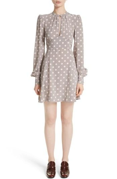 Shop Marc Jacobs Polka Dot Silk Crepe De Chine Dress In Grey/ Honey
