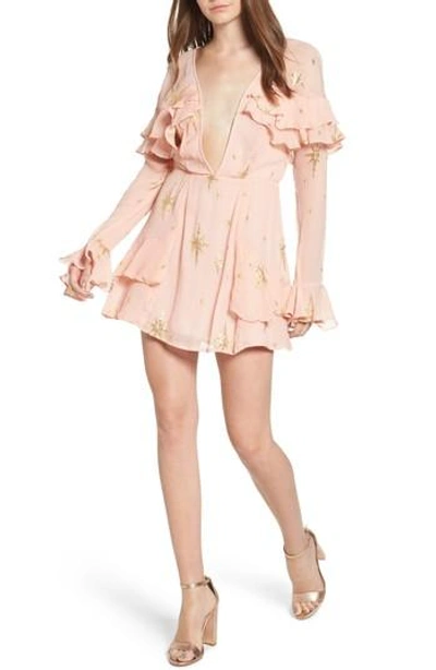 Shop For Love & Lemons Gilded Star Minidress In Rose Gold