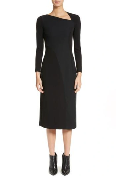 Shop Burberry Fabiana Slash Neck Panel Dress In Black