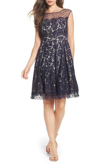 eliza j lace yoke sheath dress