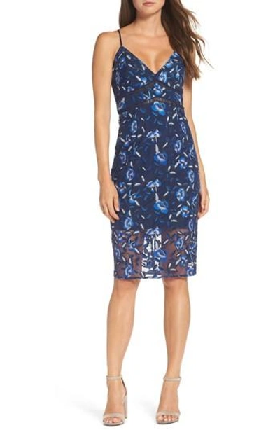 Bardot Sapphire Floral-embroidered Dress In Floral