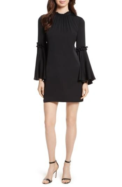 Shop Milly Cassie Bell Sleeve A-line Dress In Black