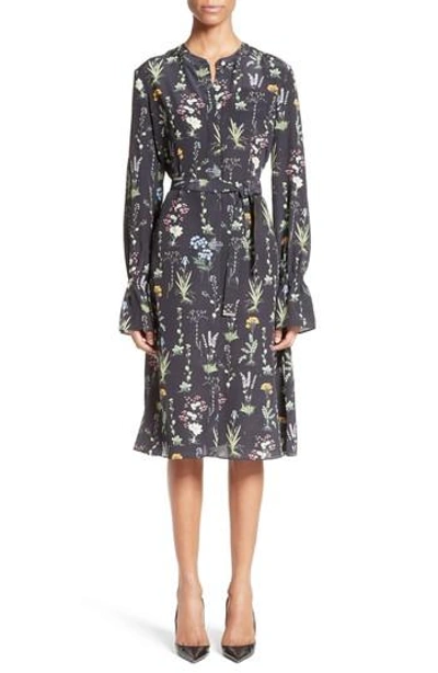 Shop Altuzarra Leighton Floral Print Silk Dress In Black Multi