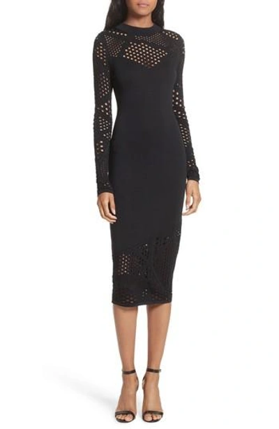 Shop Milly Fractured Pointelle Body-con Dress In Black