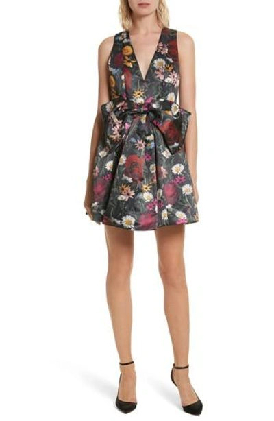 Shop Alice And Olivia Daralee Bow Front Party Dress In Vivid Floral
