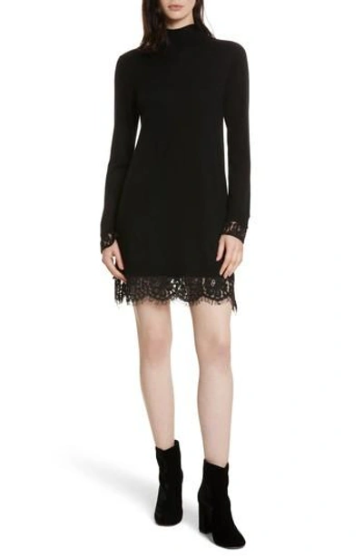Shop Joie Fredrika B Lace Trim Dress In Caviar
