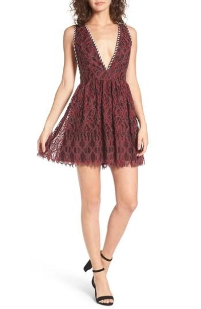 Shop Nbd Starry Night Lace Minidress In Corded Oxblood