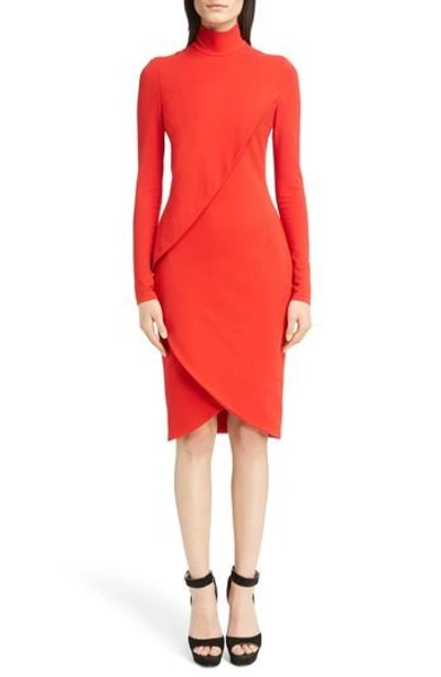 Shop Givenchy Jersey Turtleneck Tulip Hem Dress In Red