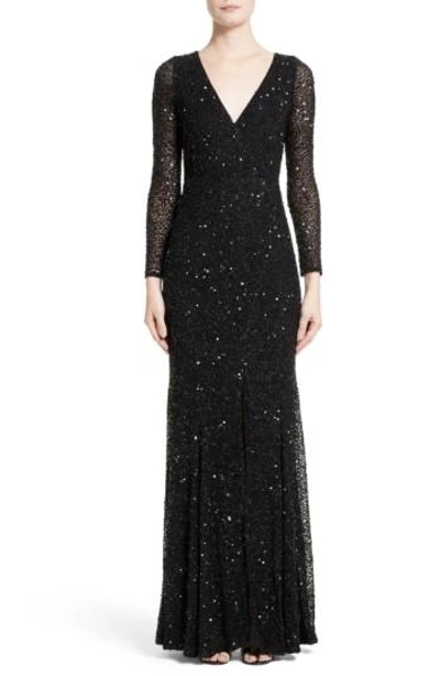 Shop Rachel Gilbert Sequin Gown In Black