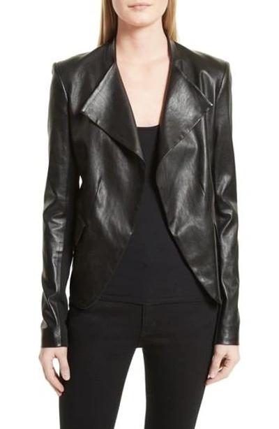 Shop Theory Bristol Peplum Leather Jacket In Black