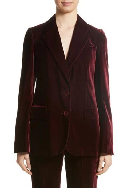 Shop Stella Mccartney Bonded Velvet Jacket In Burgundy