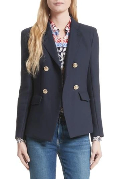 Shop L Agence The Marc Double Breasted Blazer In Navy