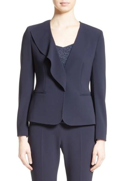 Shop Max Mara Durata Ruffle Blazer In Ultra Marine