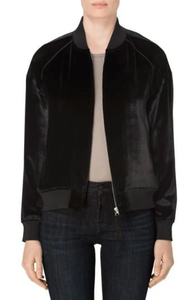 Shop J Brand Pace Velvet Bomber Jacket In Black