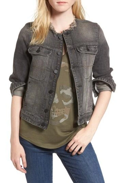 Shop Zadig & Voltaire Love Now Crop Denim Jacket In Gris