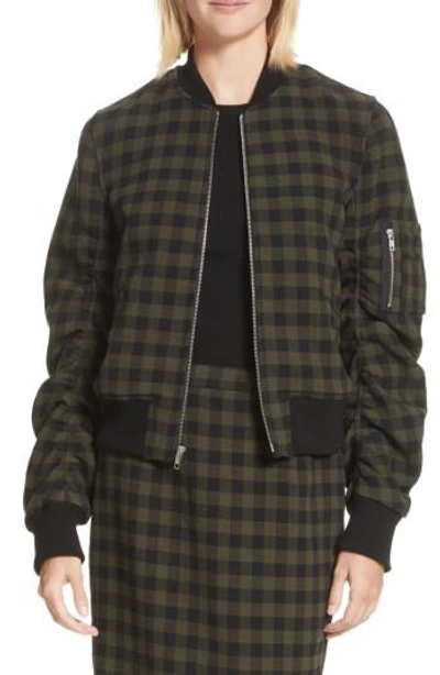 Shop A.l.c Andrew Wool Bomber Jacket In Army/ Black