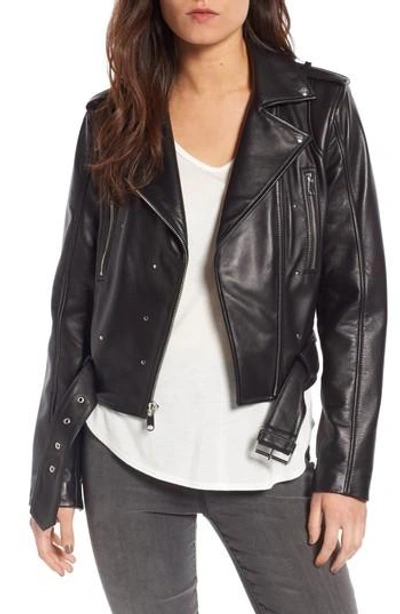 Shop Sam Edelman Starburst Studded Crop Moto Jacket In Black