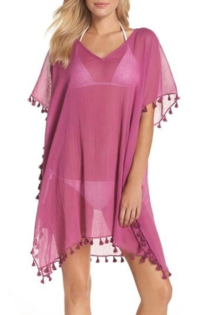 Shop Seafolly 'amnesia' Cotton Gauze Cover-up Caftan In Berry