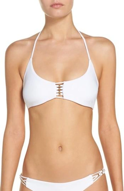 Shop Pilyq Braided Halter Bikini Top In Water Lily