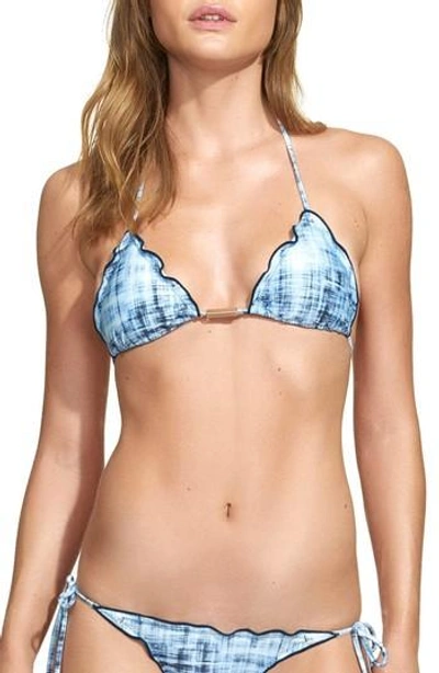 Shop Vix Swimwear Rustic Ripple Bikini Top In Blue