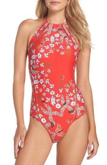 Ted Baker Kyoto One Piece Swimsuit In Bright Red Modesens