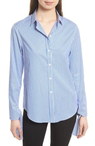 Shop Joseph Thomas Stripe Forever Tie Cuff Shirt In Blue/ White
