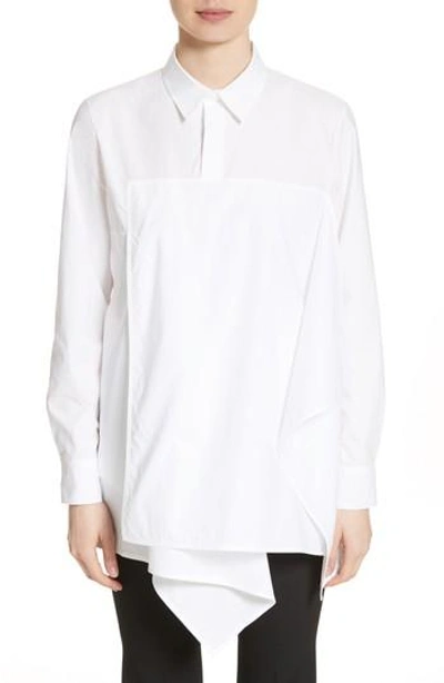 Shop Marni Draped Cotton Poplin Shirt In Lily White