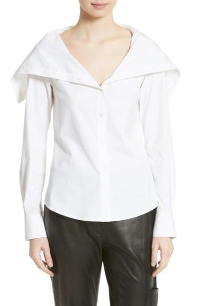 Shop Theory Doherty Stretch Cotton Sailor Shirt In White