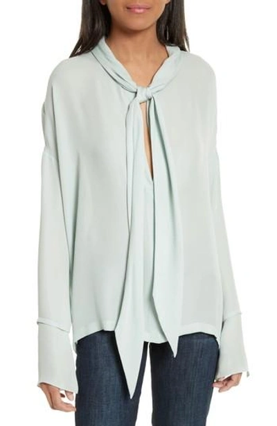 Shop Theory Silk Scarf Shirt In Winter Green