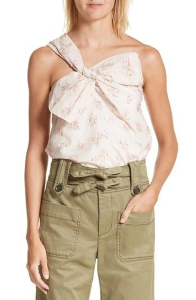 Shop Rebecca Taylor Bow Front Floral Jacquard Top In Cream