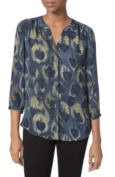 Shop Nydj Pleat Back Blouse In Fall Passage Navy