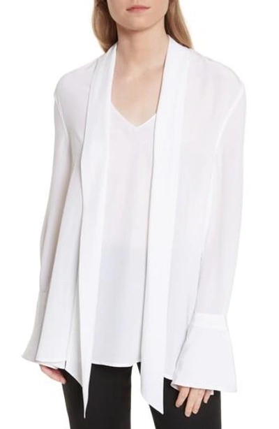 Shop Equipment Jacqueleen Tie Neck Silk Blouse In Bright White