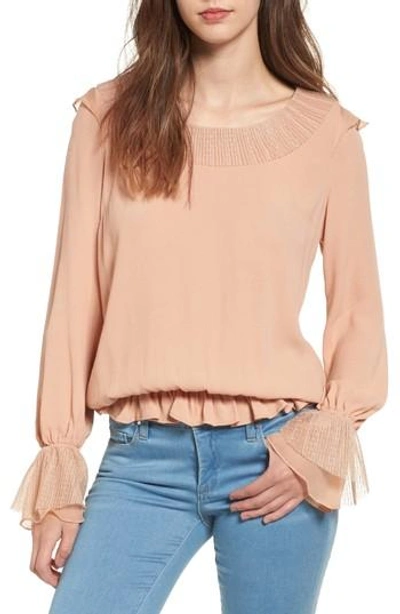 Shop For Love & Lemons Evie Ruffle Blouse In Champagne