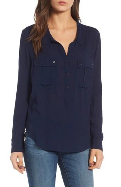 Shop Ag Nevada Cotton Henley Shirt In Big Blue