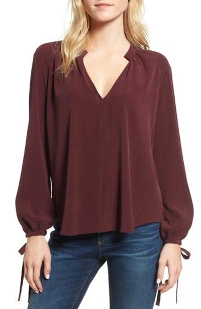 Shop Ag Karina Tie Cuff Blouse In Washed Deep Currant