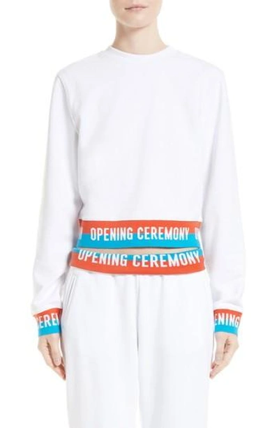 Shop Opening Ceremony Elastic Logo Crop Sweatshirt In White