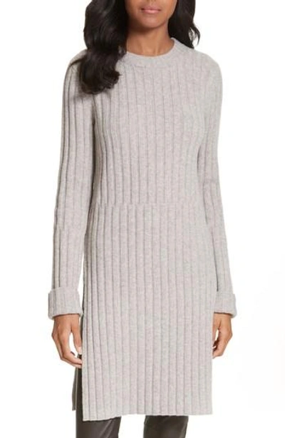 Shop Joseph Ribbed Wool Blend Sweater Dress In Beige Chine