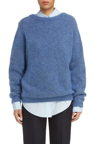 Shop Acne Studios Dramatic Oversized Mohair Blend Sweater In Blue Melange