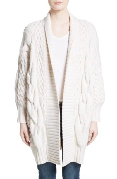 Shop Burberry Camrosbrook Wool & Cashmere Open Cardigan In Natural White