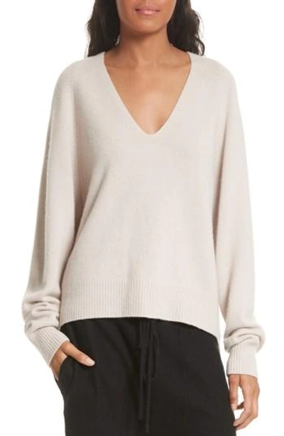 Shop Vince Deep V-neck Cashmere Sweater In Linen