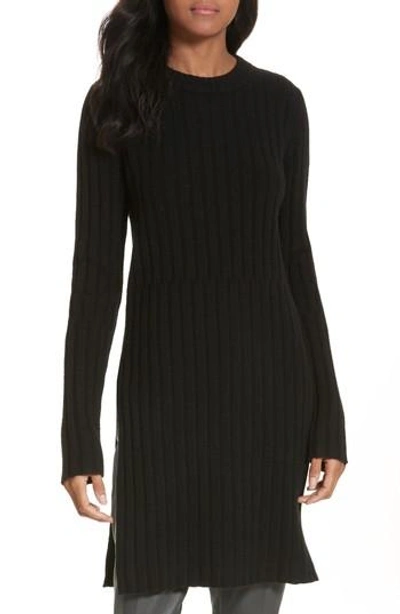 Shop Joseph Ribbed Wool Blend Sweater Dress In Black