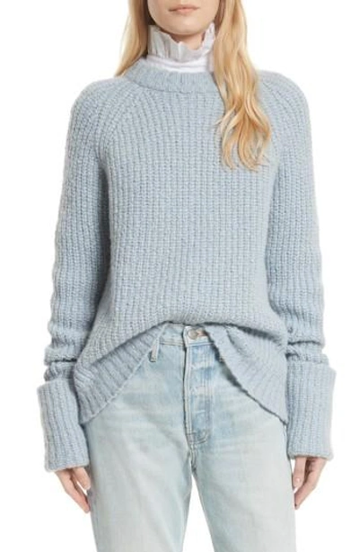 Shop Frame Alpaca Blend Cuffed Raglan Sweater In Powder Blue